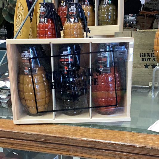 The General’s Hot Sauce Gift Set with Shock & Awe, Maple Mayhem, Dead Red