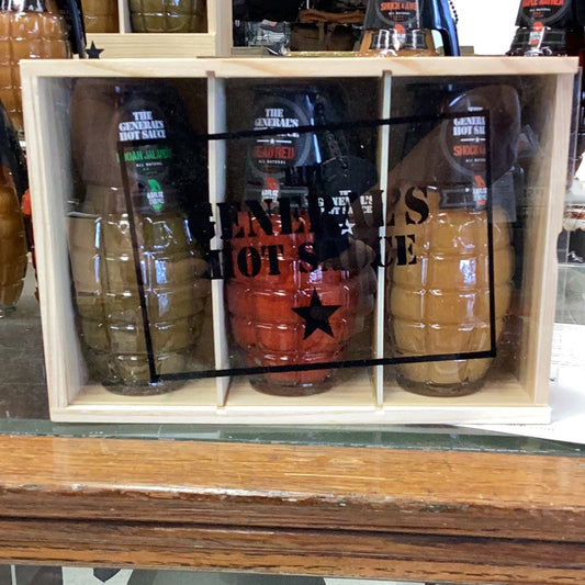 The General’s Hot Sauce Gift Set with Shock & Awe, Hooah Jalapeño, Dead Red