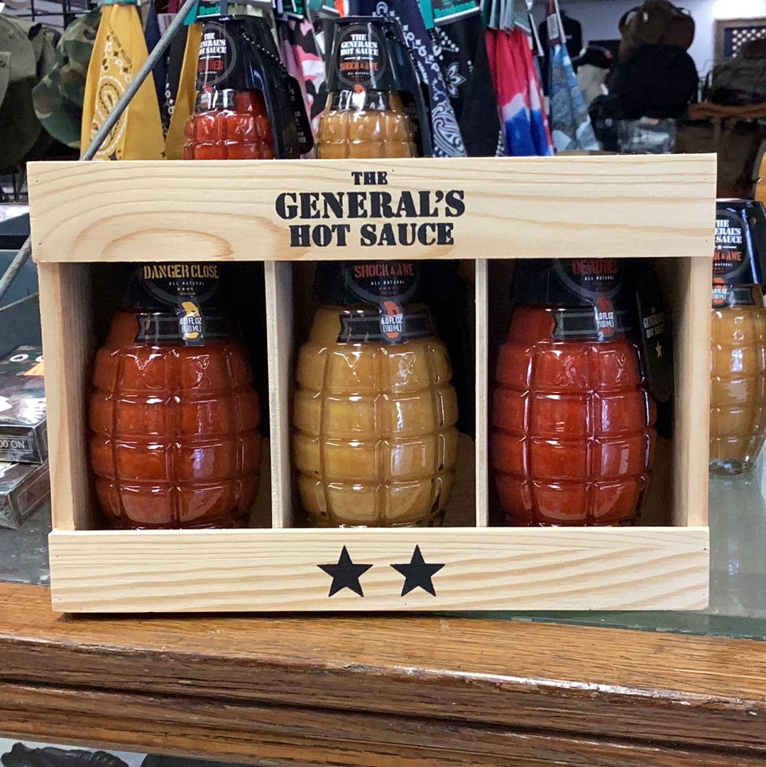 The General’s Hot Sauce Gift Set with Danger Close, Shock & Awe, Dead Red