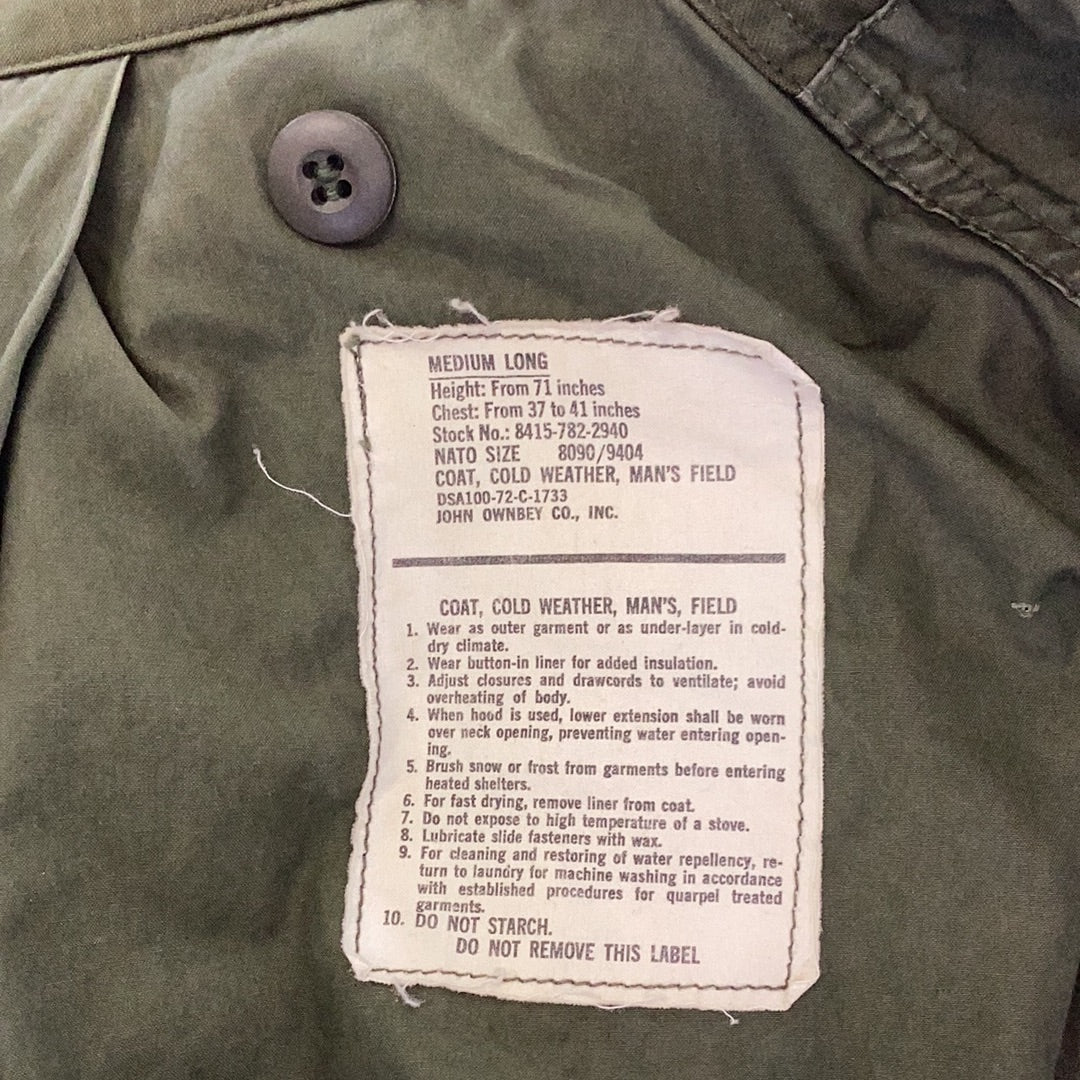 Vintage US Army Field Coat, Vietnam Era, OG-107, Medium/Long