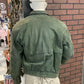 Vintage Sueded Leather Bomber Style Jacket, Olive Green, US Military Style, Imported, Size Medium