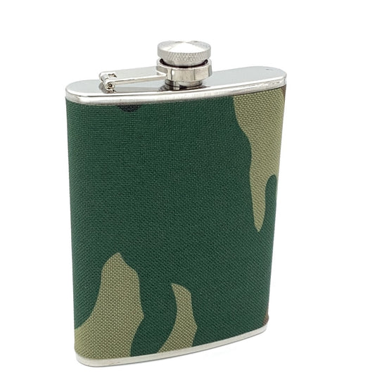 Pocket Flask, Stainless Steel wrapped in camo, 8 oz