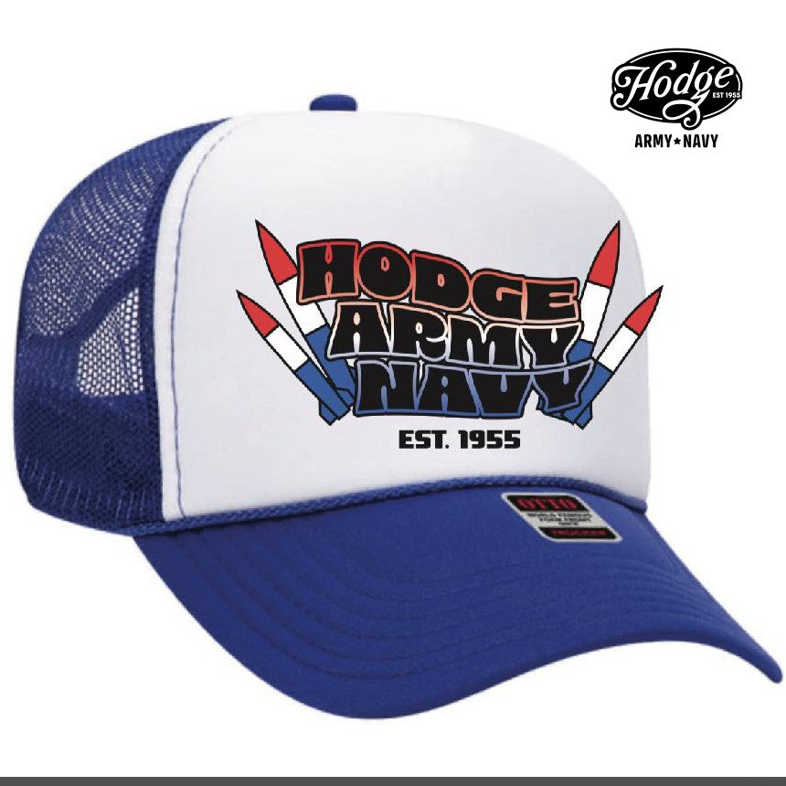 Hodge Trucker Cap with Retro Rocket Logo