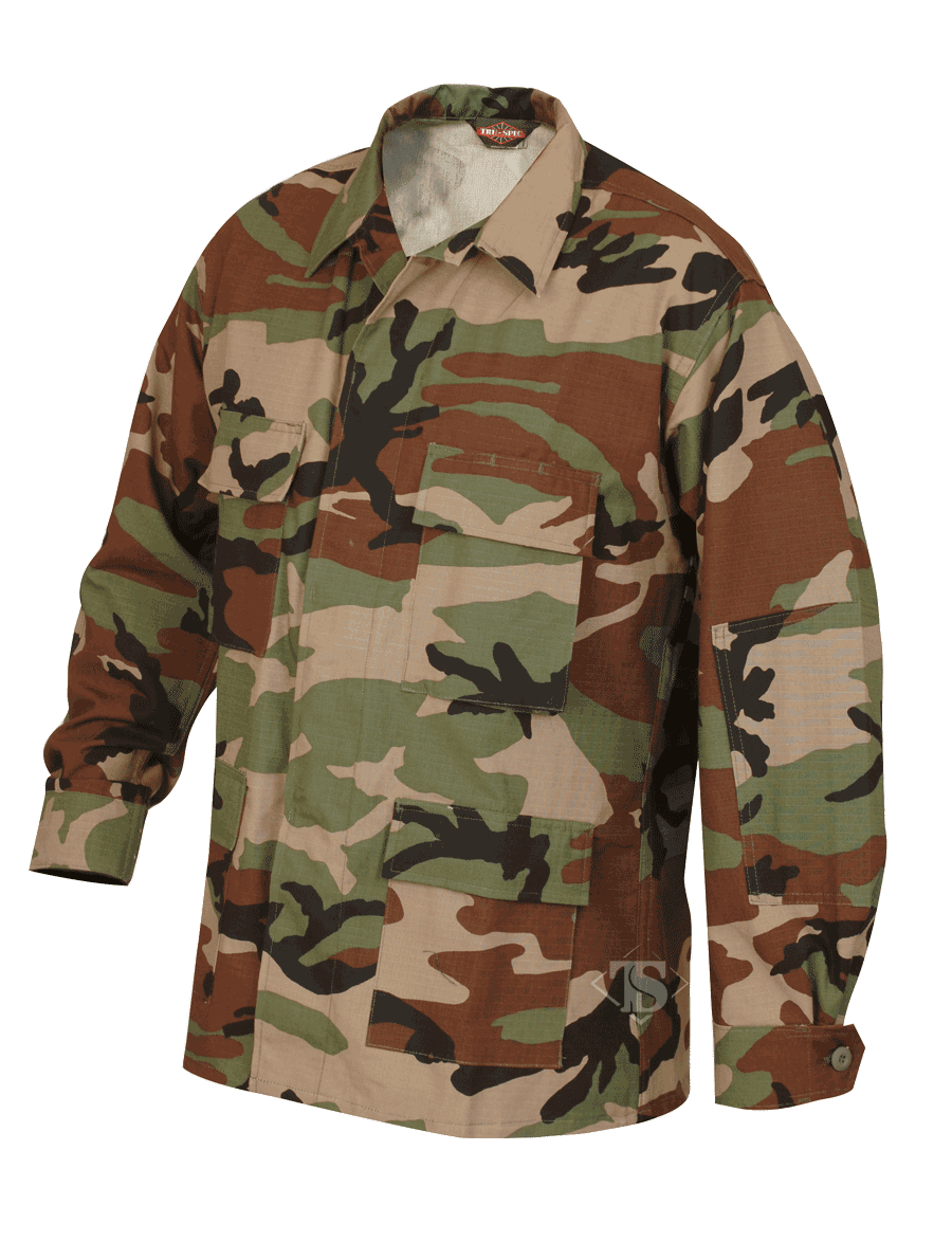 Men’s BDU 4 Pocket Shirt, Woodland Camouflage